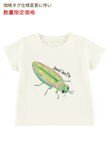 Sサイズのみ）たまむしちゃんプリントTシャツ ホワイト オーガニック