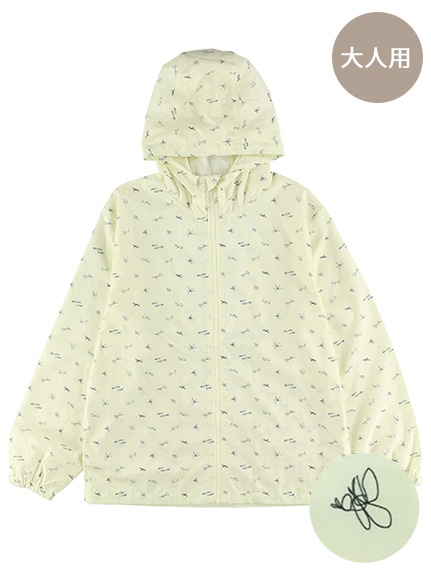 大人も！昆虫サイン・モノグラムウインドブレーカー ミルクホワイト