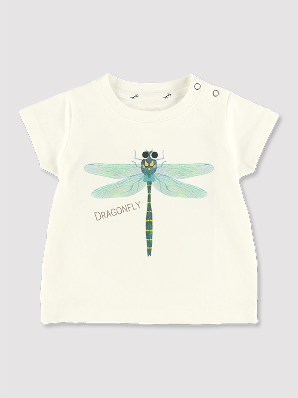 とんぼさんプリントTシャツ＜GOTS認証＞ ホワイト オーガニックコットン使用