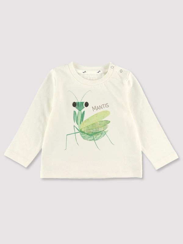 その他ブランド / KUSTOM KIT/長袖Tシャツ/--/--/GRN/プリント/LLICA かまきりくんプリント長袖Tシャツ＜GOTS認証＞ ホワイト オーガニック