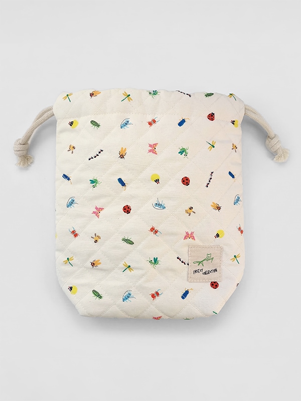 にぎやか昆虫 キルティング巾着 コップ入れ