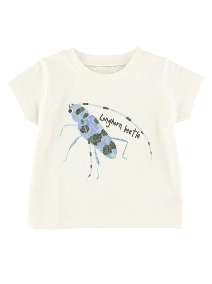 Sサイズのみ）かみきりむしくんプリントTシャツ ホワイト