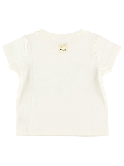 Sサイズ（85cm）のみ かみきりむしくんプリントTシャツ ホワイト オーガニックコットン使用