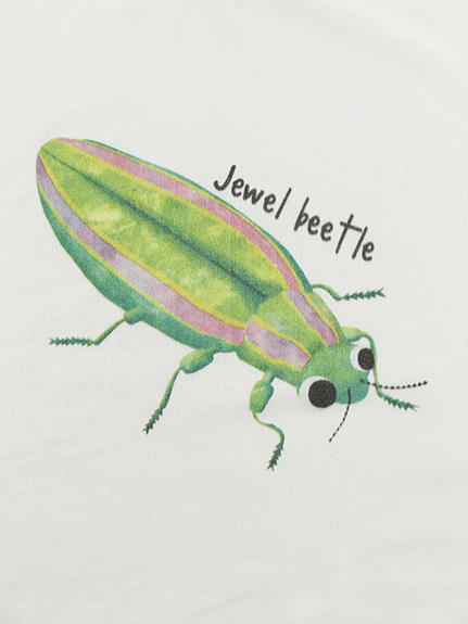 Sサイズ（85cm）のみ たまむしちゃんプリントTシャツ ホワイト オーガニックコットン使用