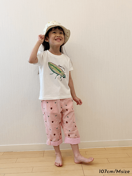 Sサイズ（85cm）のみ たまむしちゃんプリントTシャツ ホワイト オーガニックコットン使用
