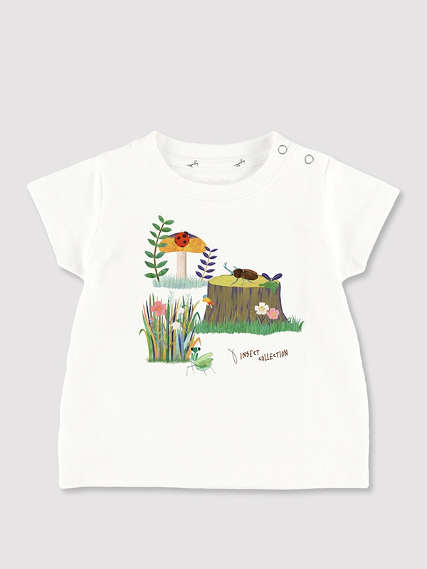 昆虫ピクニックイラストTシャツ