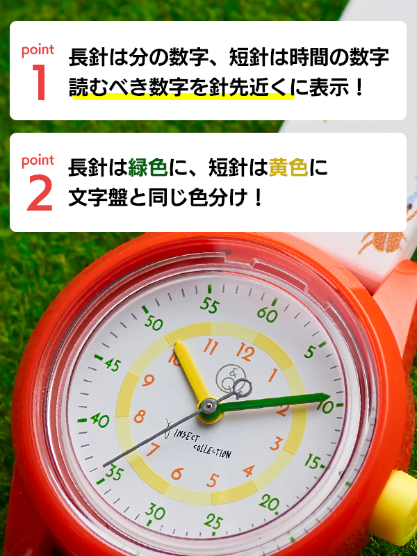 電池いらずの知育時計 にぎやか昆虫ソーラーウォッチ