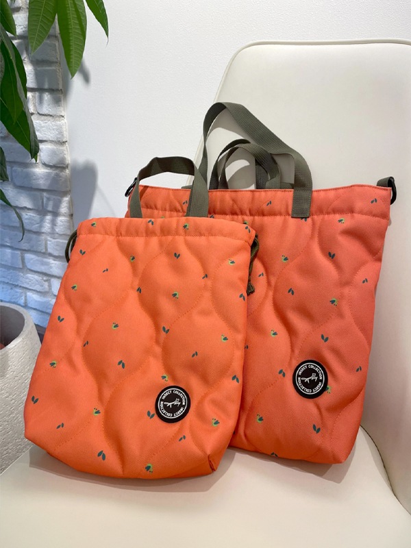 葉っぱに擬態？！かまきりくんレッスンバッグ（絵本袋） オレンジ