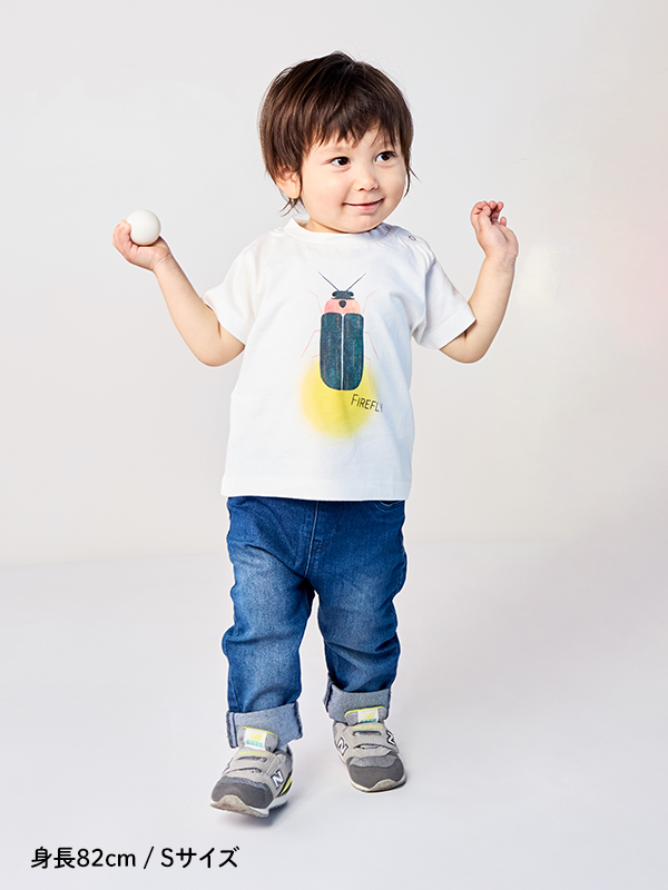 ほたるさんプリントTシャツ＜GOTS認証＞ ホワイト オーガニックコットン使用