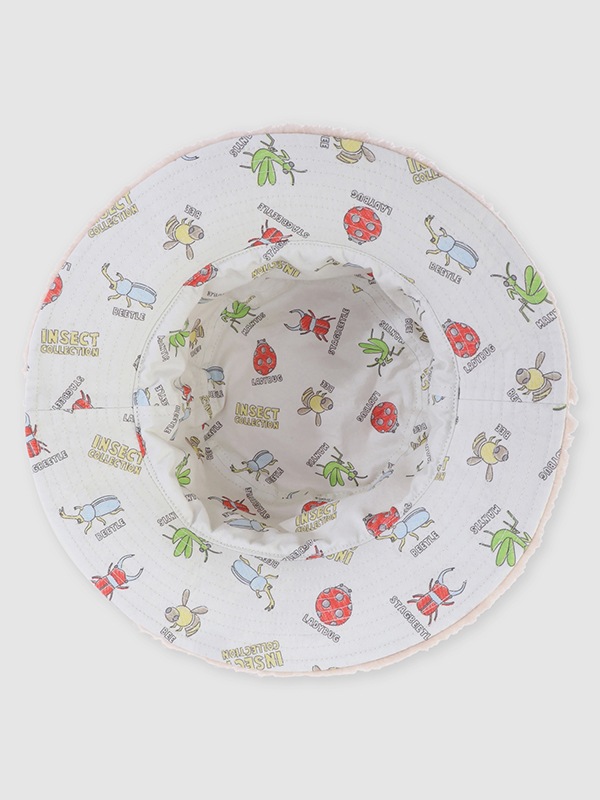 スケッチ昆虫大集合 リバーシブル ボアバケットハット ベージュ