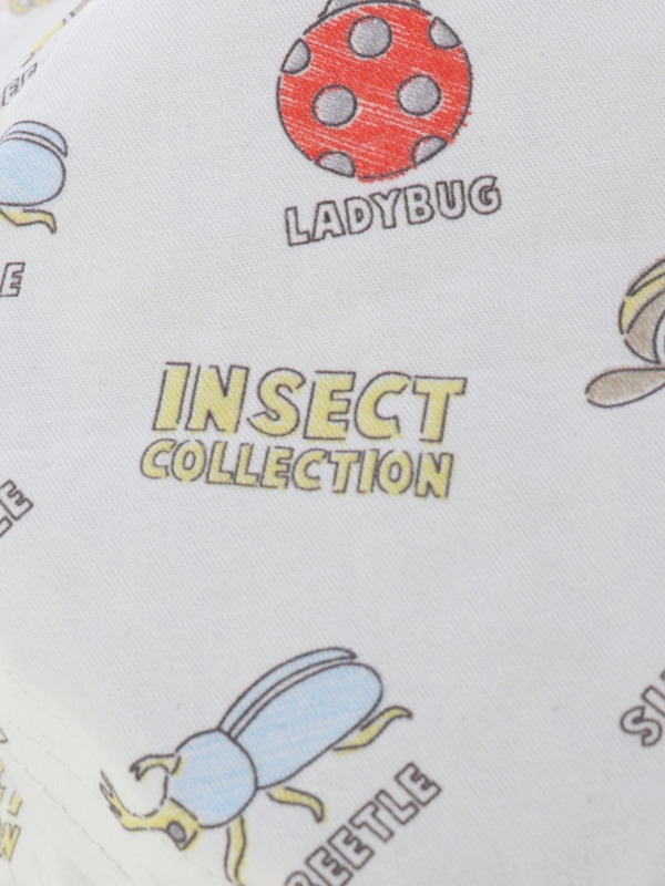 スケッチ昆虫大集合 リバーシブル ボアバケットハット ベージュ