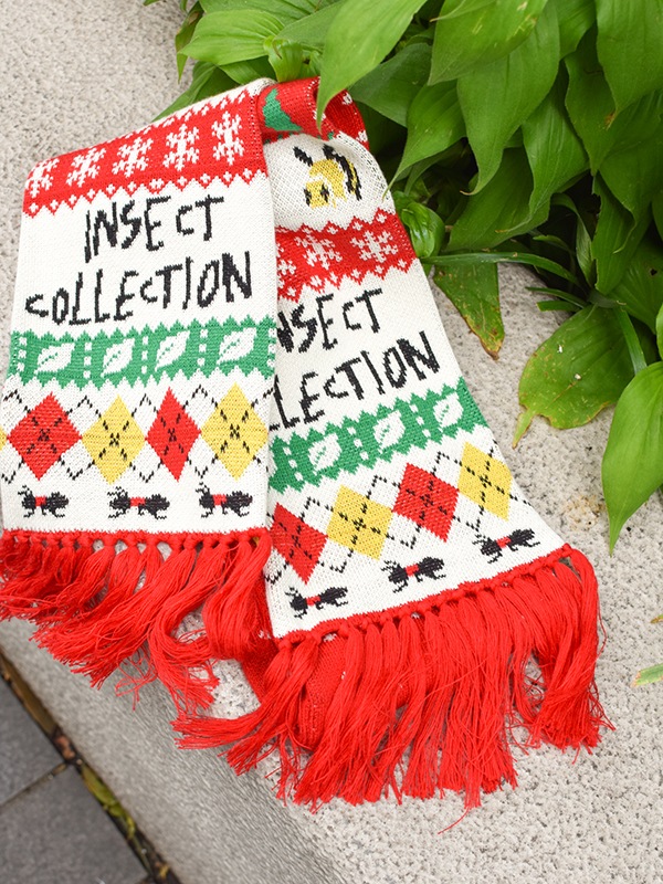 寒い季節も昆虫といっしょマフラー レッド