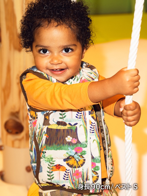 （Sサイズのみ）昆虫ピクニック 元気に動きたいキッズに！中綿あったかベスト Insect Collection INSECT