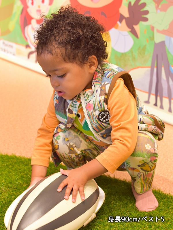 （Sサイズのみ）昆虫ピクニック　元気に動きたいキッズに！中綿あったかベスト