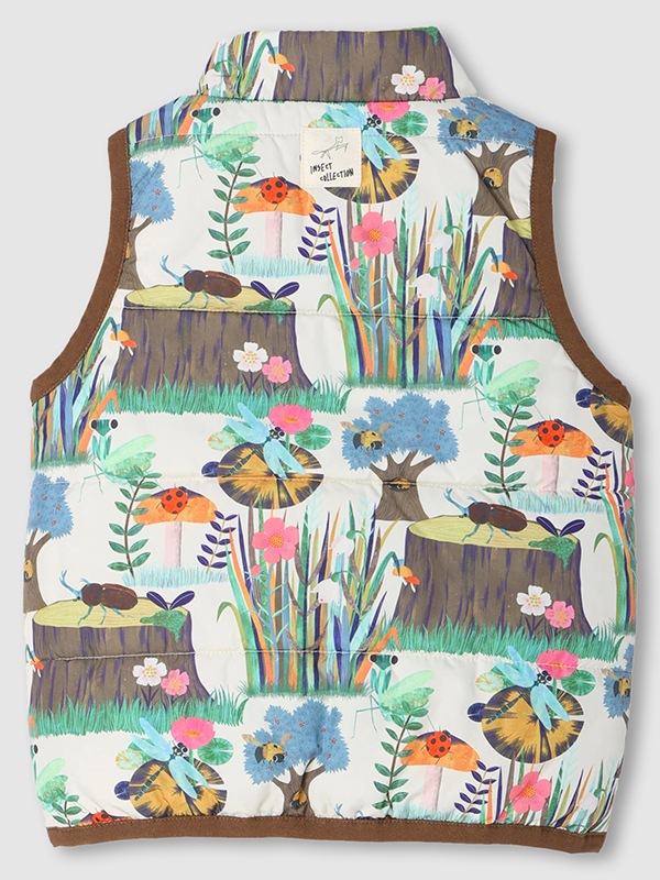 （Sサイズのみ）昆虫ピクニック　元気に動きたいキッズに！中綿あったかベスト