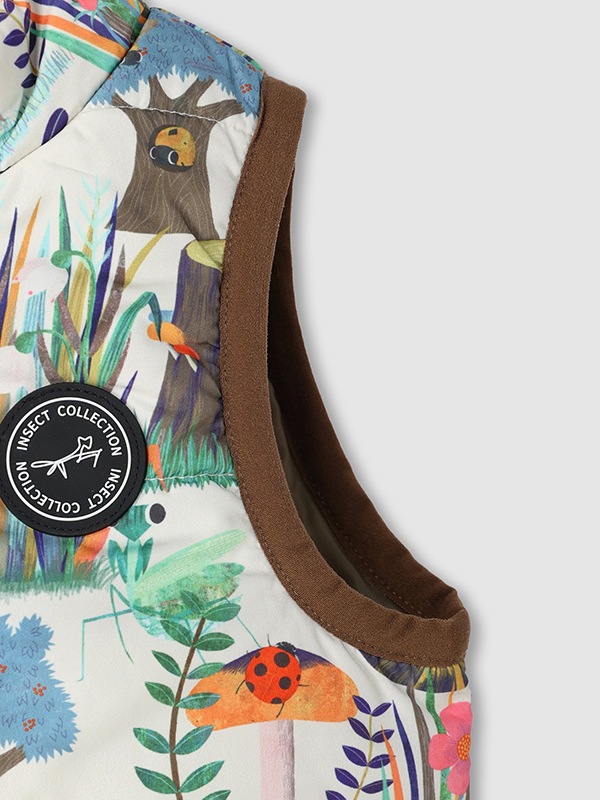 （Sサイズのみ）昆虫ピクニック　元気に動きたいキッズに！中綿あったかベスト