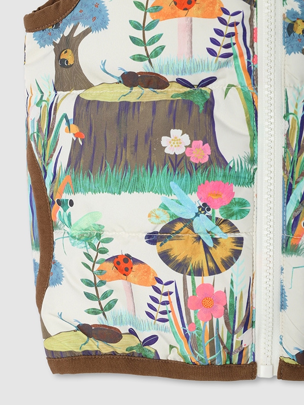 （Sサイズのみ）昆虫ピクニック　元気に動きたいキッズに！中綿あったかベスト