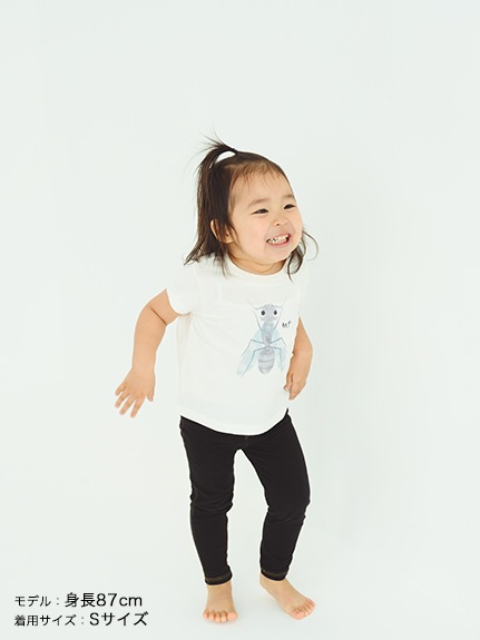 （Sサイズのみ）ありさんプリントTシャツ ホワイト キッズ オーガニックコットン使用