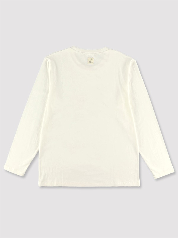 昆虫なしでは生きられない！大人も！No Insect No Life 長袖ロゴTシャツ＜GOTS認証＞ ホワイト オーガニックコットン使用