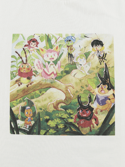 大人も！学習帳（自由帳）付き！INSECT LANDの仲間たちキービジュアルTシャツ ホワイト オーガニックコットン使用