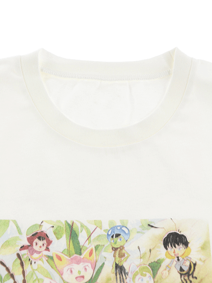 【アウトレット】大人も！インセクトランド学習帳付きINSECT LANDの仲間たちキービジュアルTシャツ ホワイト オーガニックコットン使用