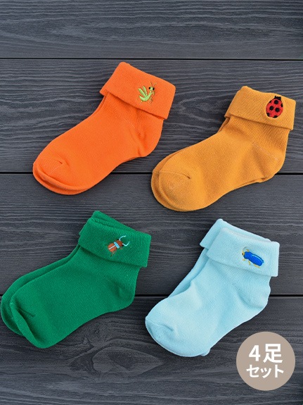昆虫刺繍折り返しソックス4足セット Insect Collection Insect Market インセクトマーケット