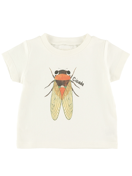 デンマークブランドsoft gallery元気な昆虫柄ウエットスーツ Sサイズのみ）せみさんプリントTシャツ ホワイト オーガニック