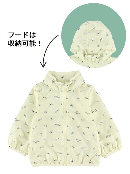 （Sサイズのみ）昆虫サイン・モノグラムウインドブレーカー ミルクホワイト