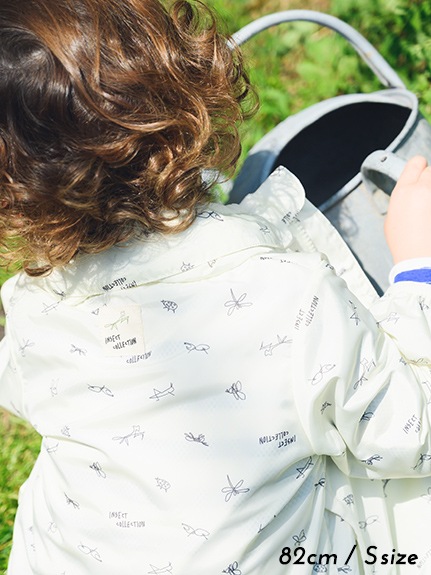 （Sサイズのみ）昆虫サイン・モノグラムウインドブレーカー ミルクホワイト