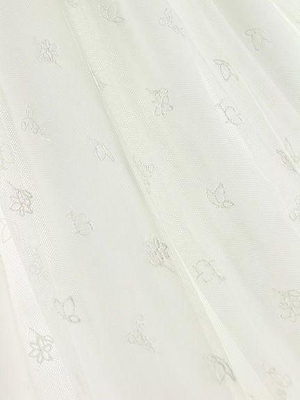 OTONA Monogram総刺繍チュールスカート blanc