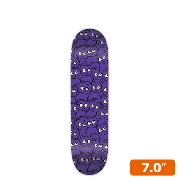 【MEOW】STICKER PILE purple 7.0インチ　ミャオ スケートボード スケボー デッキ  SKATEBOARD DECK KIDS