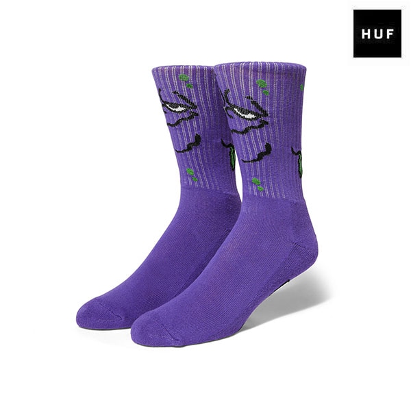 【HUF】GREEN NUGGETS CREW SOCKS purple ハフ ソックス 靴下スケートボード スケボー SKATEBOARD