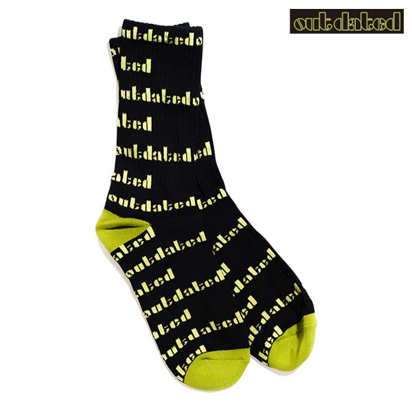 【OUT DATED】LOGO SOCKS black アウトデイテッド ソックス 靴下 スケートボード GRIPTAPE SKATEBOARD
