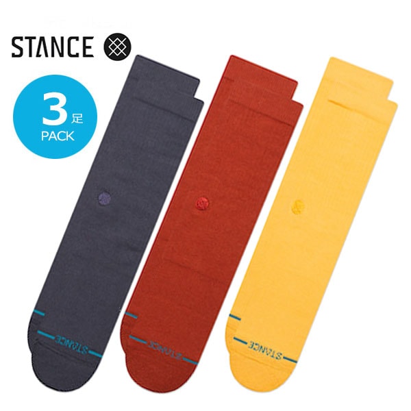【STANCE】ICON 3 PACK navy スタンス ソックス 靴下 スケートボード スケボー SKATEBOARD
