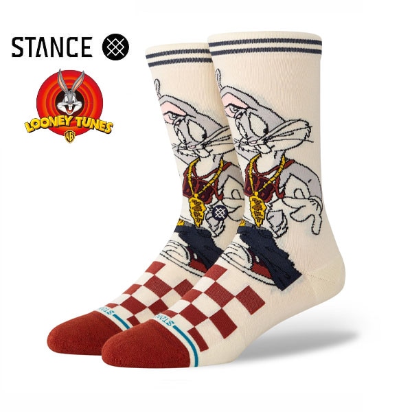 【STANCE】BUGS CREW vintage white スタンス ソックス 靴下 スケートボード スケボー SKATEBOARD