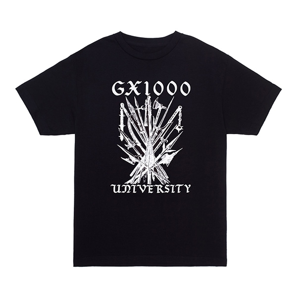 【GX1000】UNIVERSITY TEE black ジーエックス Tシャツ スケボー スケートボード SKATEBOARD DECK