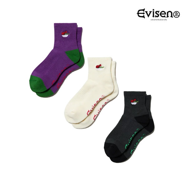 【Evisen】SUSHI ANKLE SOCKS black/white/purple エビセン ソックス 靴下 スケートボード スケボー SKATEBOARD