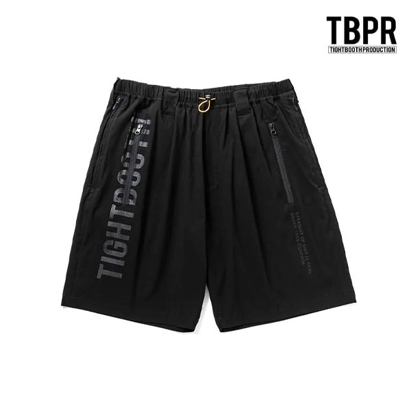 【TIGHTBOOTH】LABEL LOGO BOARD SHORTS black タイトブース ショーツ パンツ スケートボード スケボー SKATEBOARD