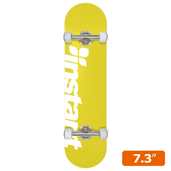【instant】25SU LOGO KID'S COMPLETE yellow/white 7.3インチ コンプリートセット 完成品 スケートボード スケボー SKATEBOARD