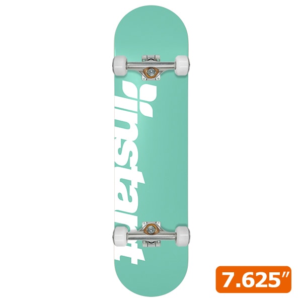 【instant】25SU LOGO KID'S COMPLETE aqua/white 7.625インチ コンプリートセット 完成品 スケートボード スケボー SKATEBOARD
