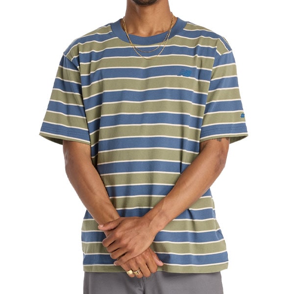 【NEW BALANCE NUMERIC】NB NUMERIC THIN STRIPE TEE MT53700 カラー：vintage indigo (VTI)　ニューバランス ヌメリック Tシャツ スケートボード スケボー SKATEBOARD