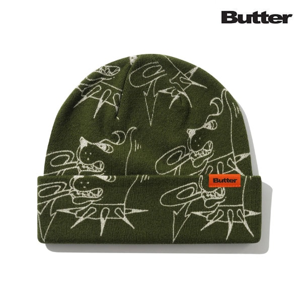 【BUTTER GOODS】CANINE BEANIE fatigue バターグッズビーニー ニット帽 スケートボード スケボー SKATEBOARD