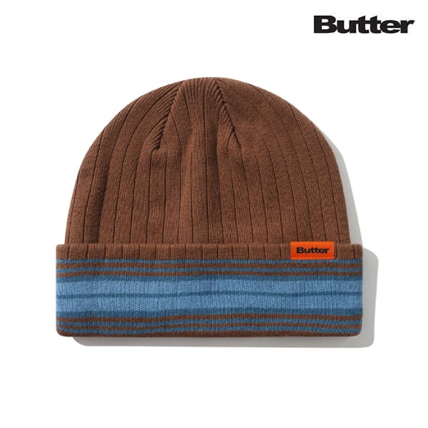 【BUTTER GOODS】CREST BEANIE brown バターグッズビーニー ニット帽 スケートボード スケボー SKATEBOARD