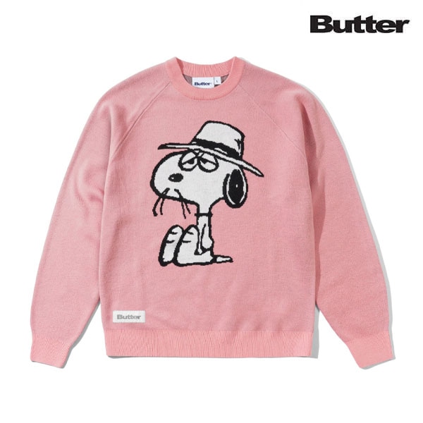 【BUTTERGOODS×PEANUTS】SPIKE KNIT SWEATER light pink バターグッズ ニット セーター スケートボード スケボー SKATEBOARD