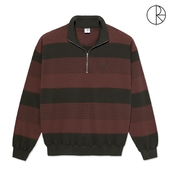 【POLAR】HALF ZIP LS SHIRT pique dirty black/brownstone ポーラー ハーフジップ 長袖 スケートボード スケボー SKATEBOARD