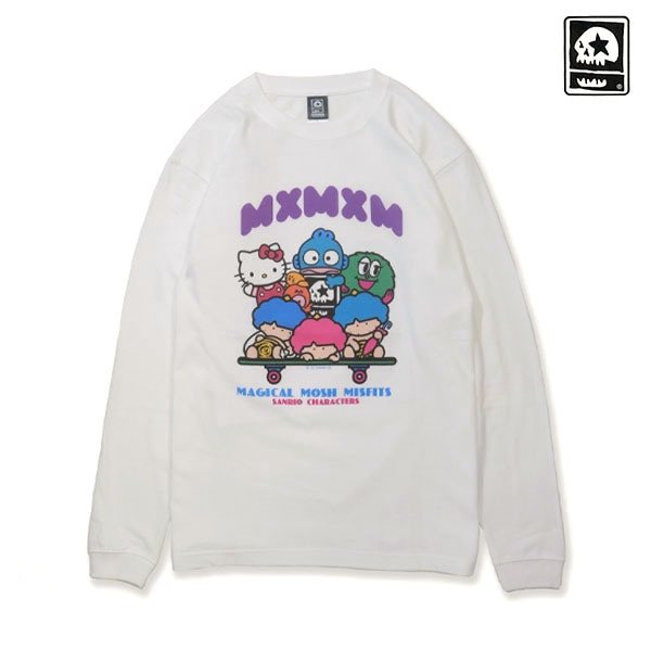 【MAGICAL MOSH MISFITS】SANRIO CHARACTERS x MxMxM “なかよしスケートボード” LONG TEE white マジカルモッシュミスフィッツ ロンティー 長袖 SKATEBOARD