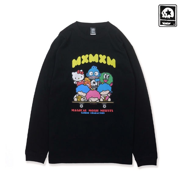【MAGICAL MOSH MISFITS】SANRIO CHARACTERS x MxMxM “なかよしスケートボード” LONG TEE black マジカルモッシュミスフィッツ ロンティー 長袖 SKATEBOARD