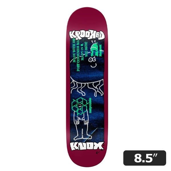 【KROOKED】Tom Knox RECYCLED 8.5インチ クルキッド スケートボード スケボー デッキ SKATEBOARD DECK