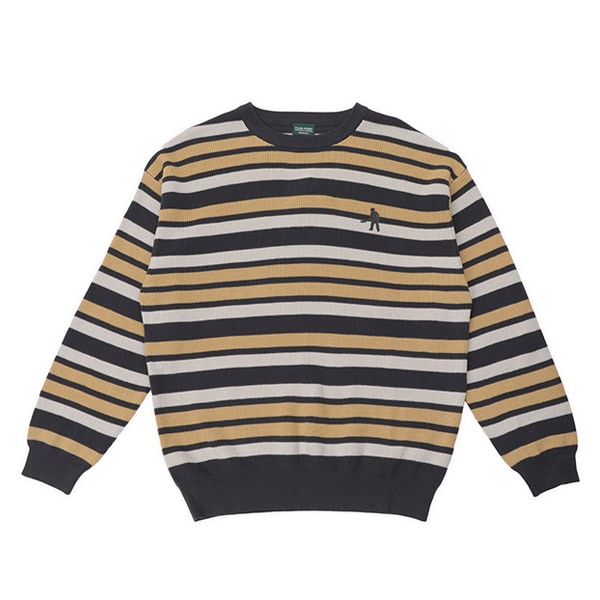 【PASS~PORT】STRIPED ORGANIC KNIT SWEATER カラー:dark grey パスポート セーター スケートボード スケボー SKATEBOARD