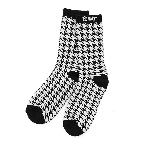 【PLANT】 HOUNDSTOOTH SOCKS white/black　プラント ソックス スケートボード スケボー SKATEBOARD